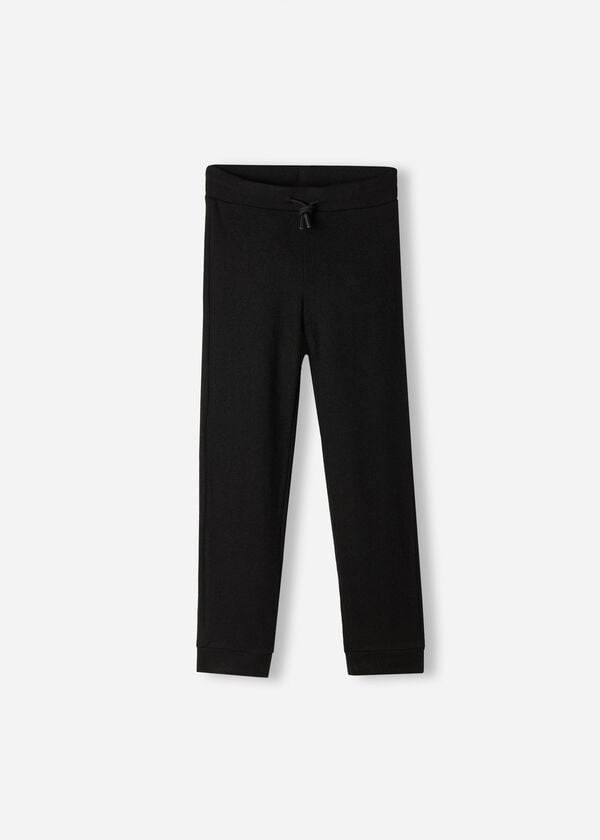 leggings deportivos elásticos de mezcla de cachemira calzedonia para niños en color negro