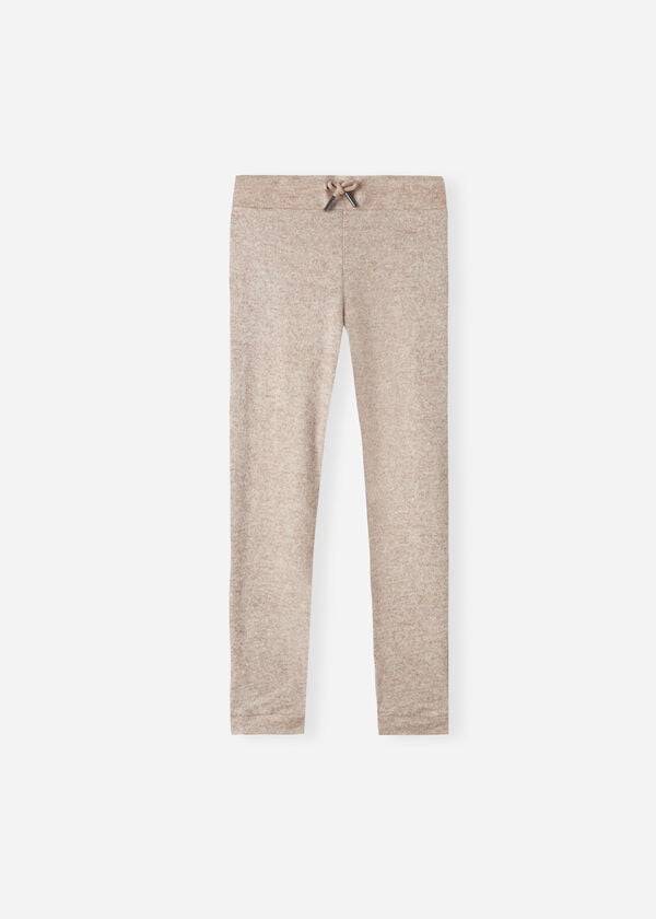 leggings deportivos elásticos de mezcla de cachemira calzedonia para niños en beige