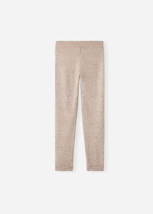 leggings deportivos elásticos de mezcla de cachemira calzedonia para niños en beige