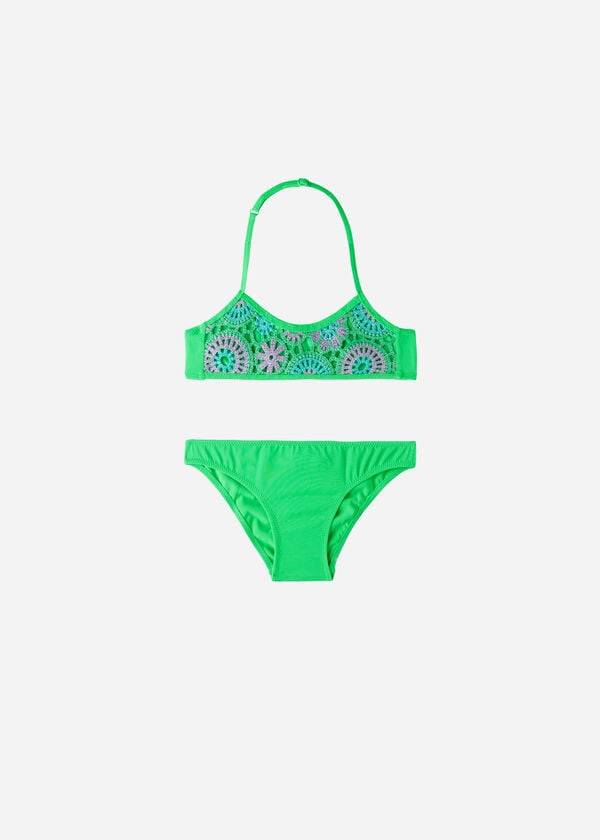 trajes de baño capri de dos piezas calzedonia para niños en color verde