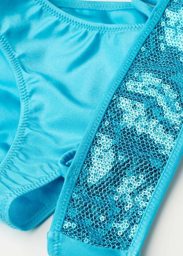 trajes de baño triangulares de dos piezas cannes de calzedonia para niños en turquesa
