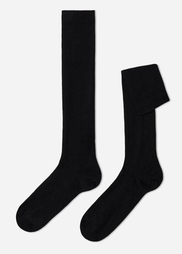 calcetines largos negros de lana y algodón calzedonia para hombre