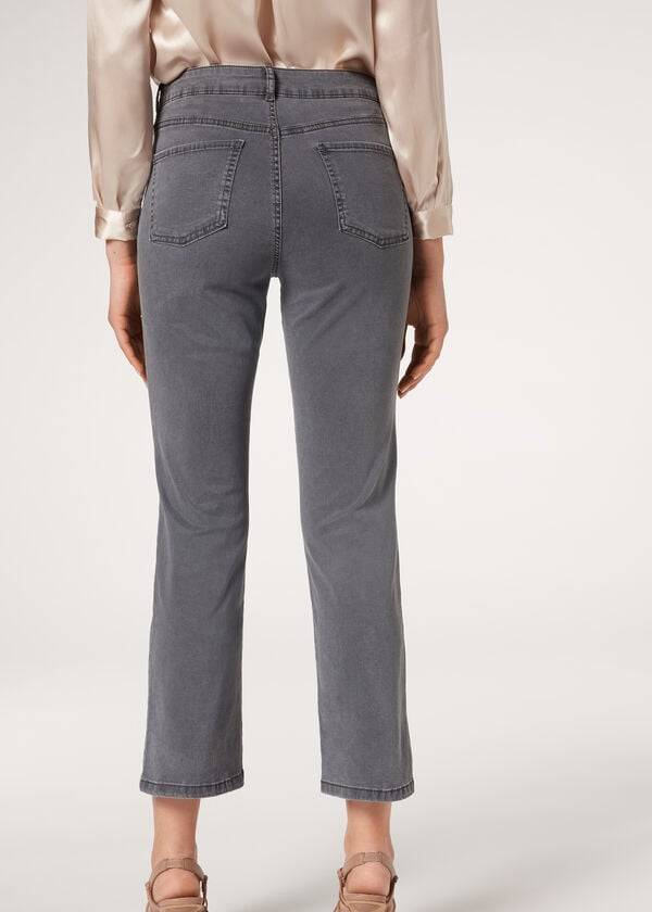 vaqueros cortos acampanados ligeros eco light de calzedonia en gris para mujer