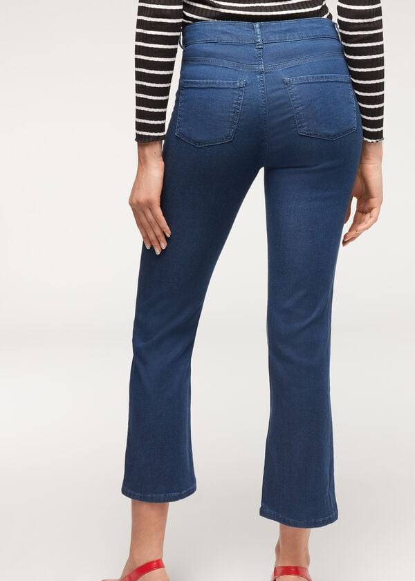 vaqueros cortos acampanados ligeros eco light de calzedonia para mujer en azul marino