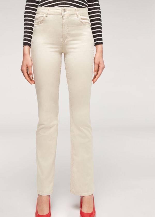 vaqueros acampanados ligeros calzedonia eco light para mujer color marrónbeige