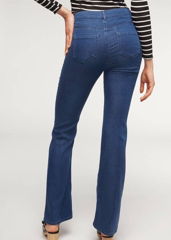 vaqueros acampanados ligeros eco light de calzedonia para mujer en color azul marino