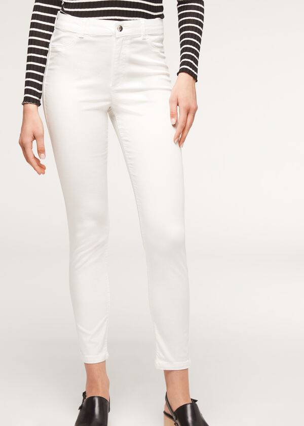 vaqueros blancos con efecto push up eco light de calzedonia para mujer