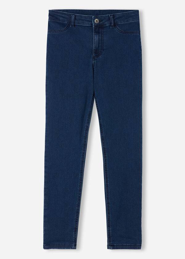 vaqueros push-up y tacto suave calzedonia para mujer en color azul marino