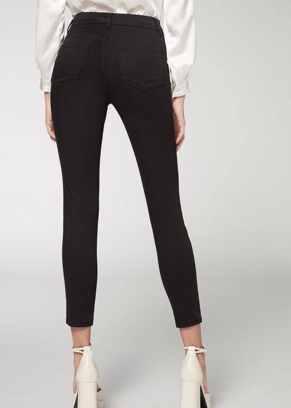 vaqueros superskinny de cintura alta calzedonia super flex denim para mujer color negro