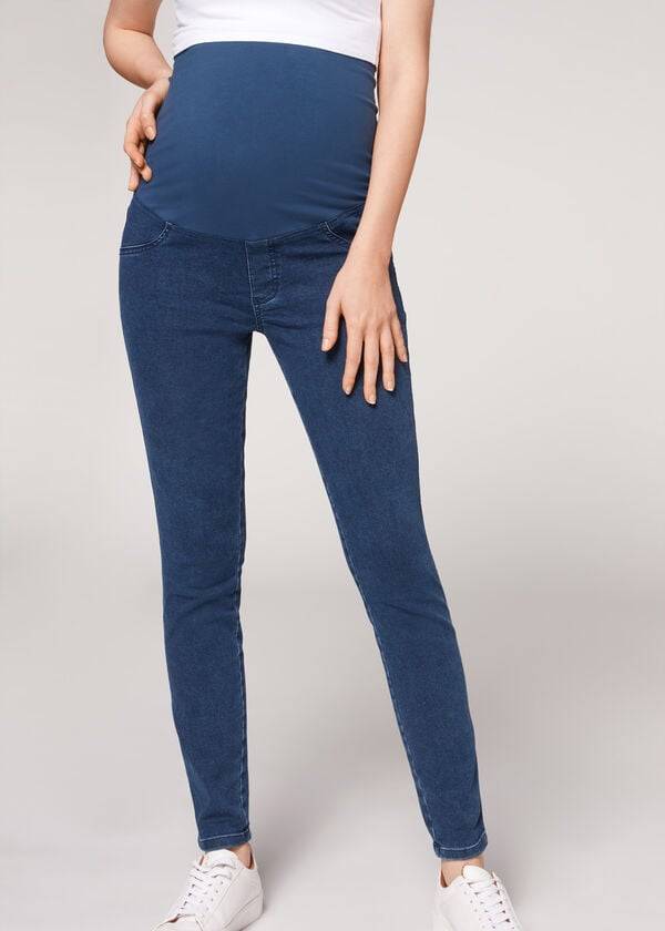 leggings deportivos premamá calzedonia para mujer color azul