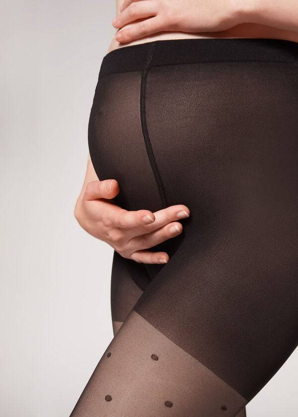 medias premamá negras de lunares de calzedonia para mujer