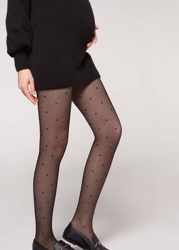 medias premamá negras de lunares de calzedonia para mujer