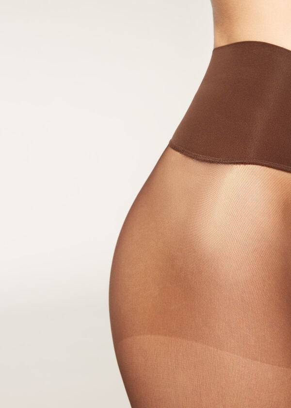 medias invisibles transparentes esenciales de 20 deniers de calzedonia para mujer color marrón
