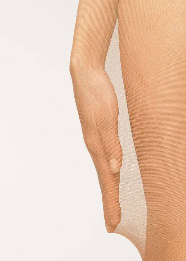 mallas moldeadoras transparentes con control de 30 deniers de calzedonia para mujer color caqui
