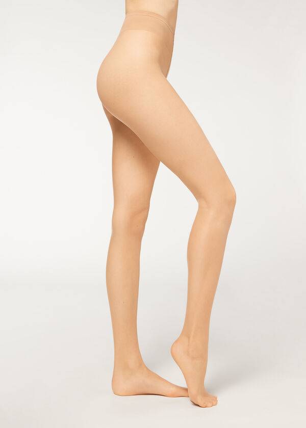 medias transparentes resistentes de 8 deniers de calzedonia para mujer color caqui