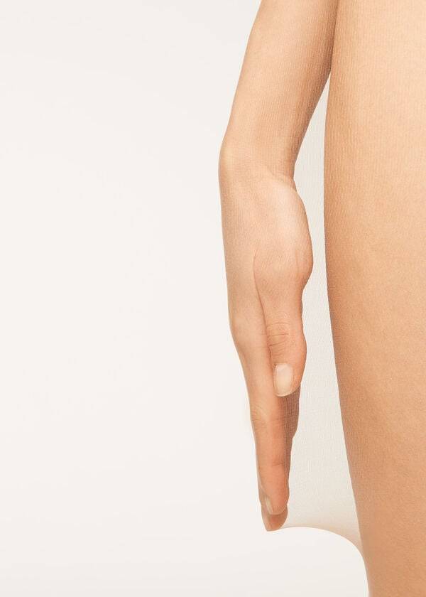 medias transparentes resistentes de 8 deniers de calzedonia para mujer color caqui