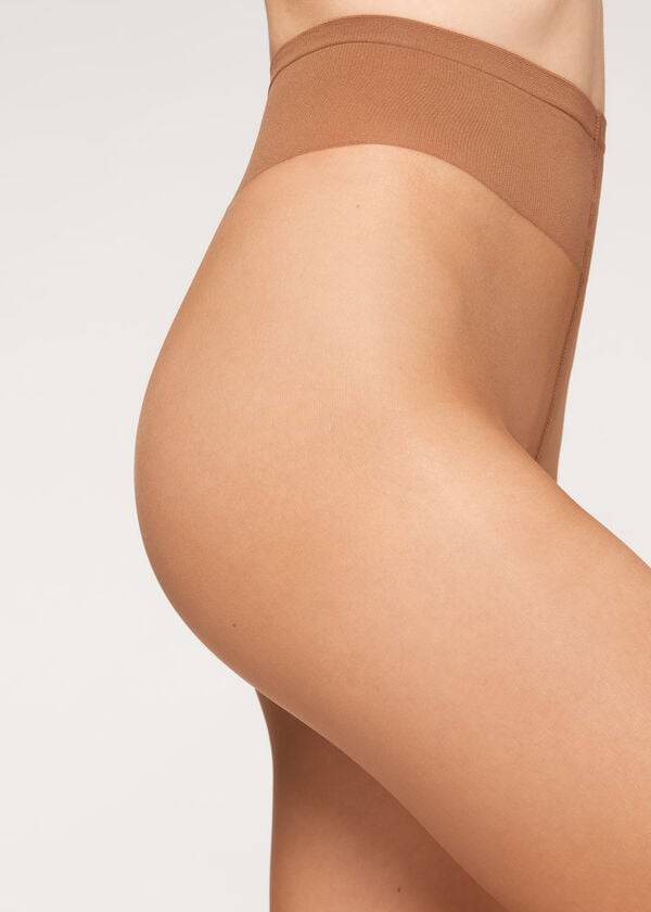 medias calzedonia premium matt second skin 15 deniers transparentes para mujer color marróncaqui