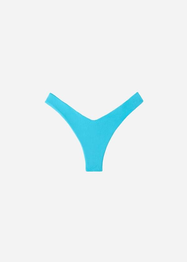 braguita de bikini brasileña de corte alto ecológica de indonesia color turquesa para mujer de calzedonia