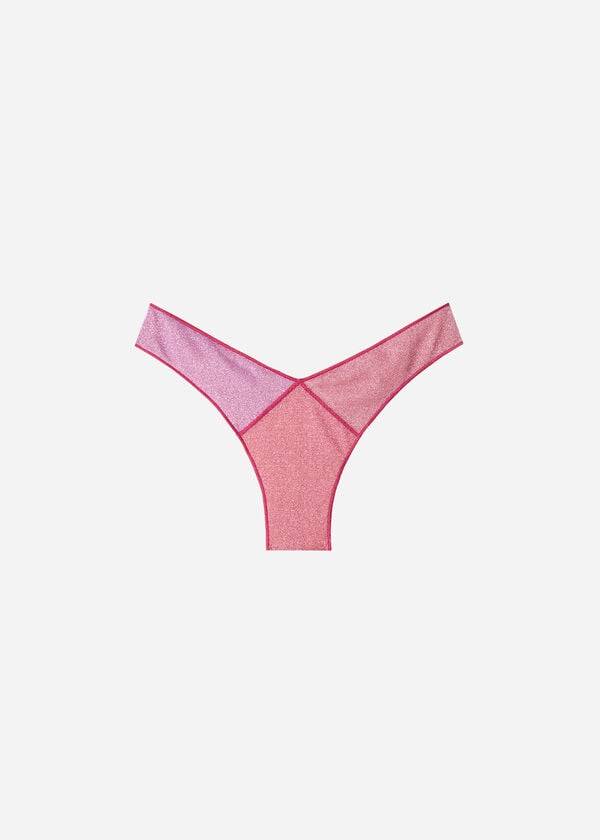 braguita de bikini brasileña de corte alto lamé lisbona de calzedonia para mujer color rosa