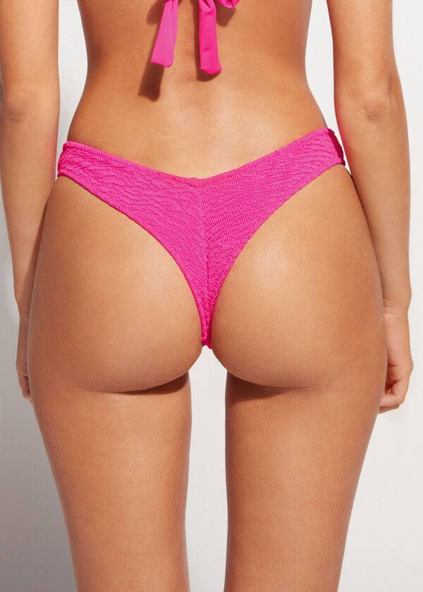braguita de bikini brasileña de corte alto en v de calzedonia para mujer color rosa