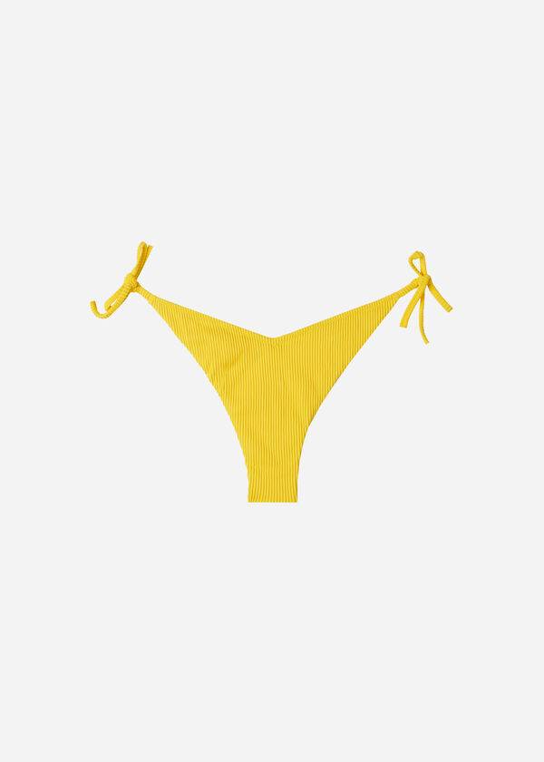 braguita de bikini brasileña de corte alto en forma de v de calzedonia para mujer color amarillo
