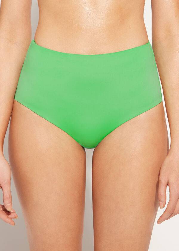 braguita de bikini ecológica de cintura alta de calzedonia para mujer color verde