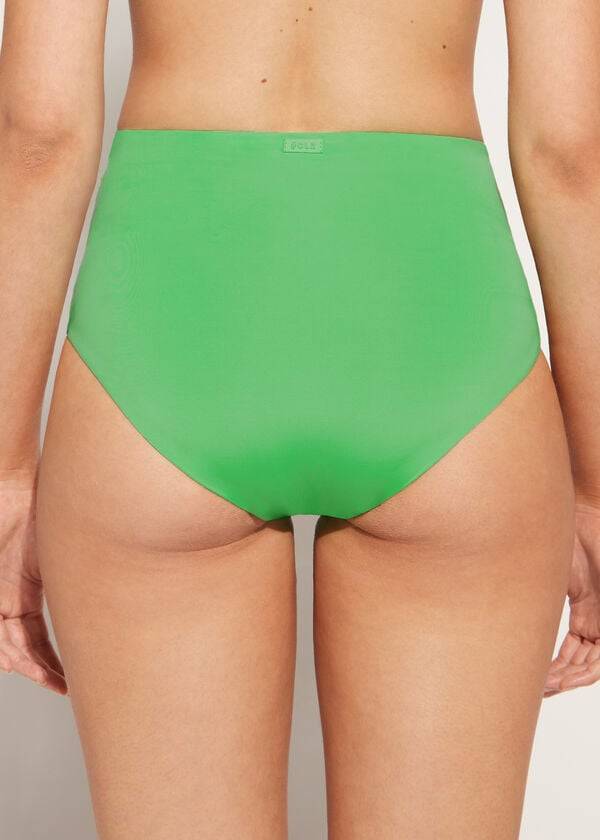 braguita de bikini ecológica de cintura alta de calzedonia para mujer color verde