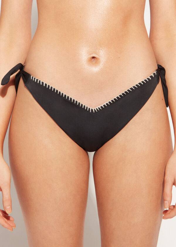 braguita de bikini brasileña mumbai de corte alto en v de calzedonia para mujer color negro