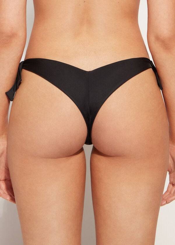 braguita de bikini brasileña mumbai de corte alto en v de calzedonia para mujer color negro
