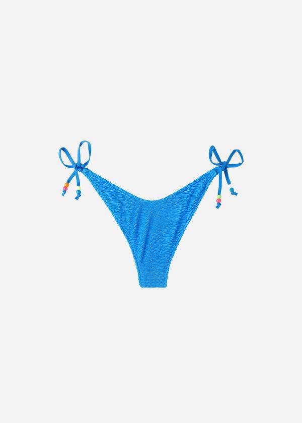 braguita de bikini brasileña de corte alto en v san diego para mujer de calzedonia color azul