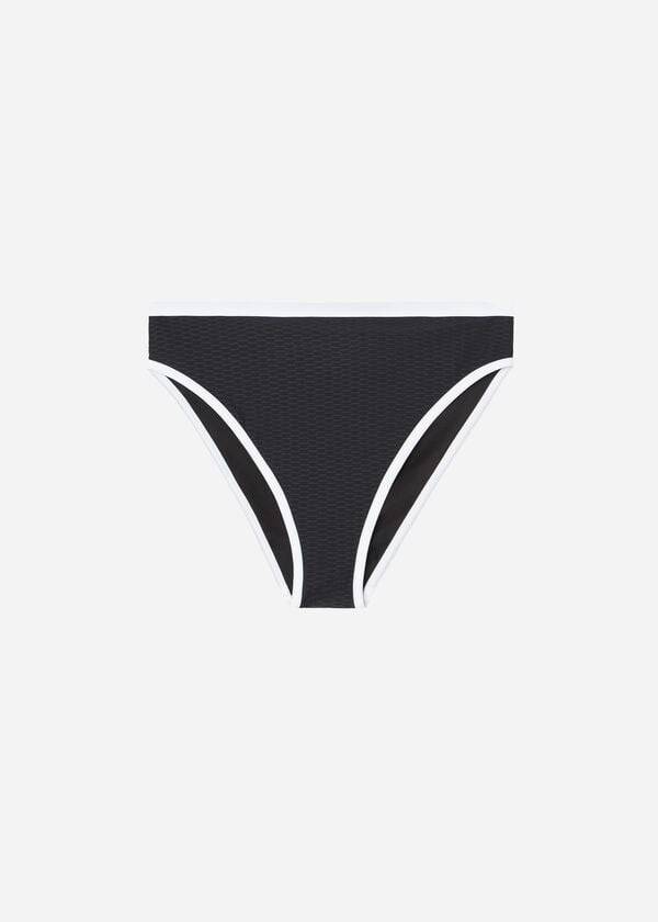 braguita de bikini de cintura alta coimbra de calzedonia para mujer color negro y blanco
