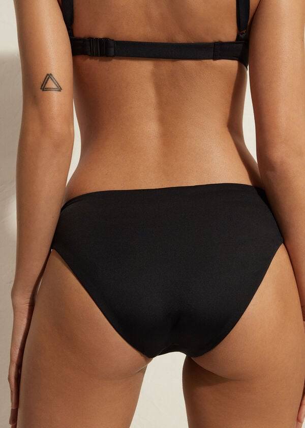 braguita de bikini ecológica de cintura alta de indonesia de calzedonia para mujer color negro