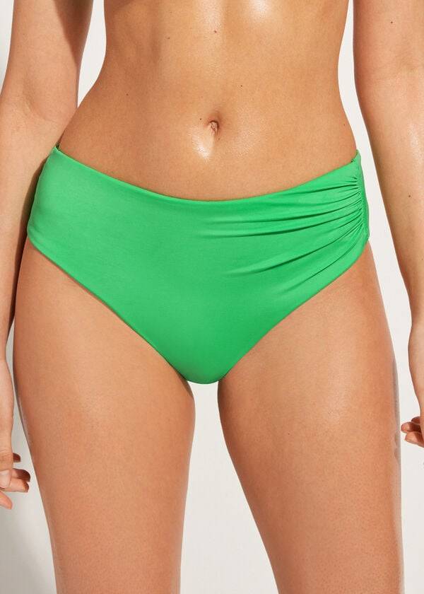 braguita de bikini ecológica de cintura alta calzedonia para mujer color verde