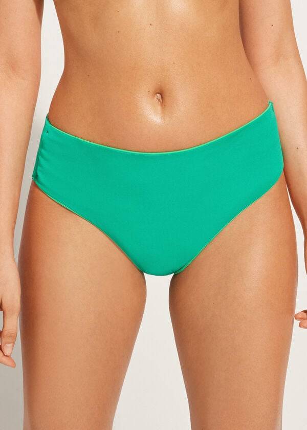 braguita de bikini ecológica de cintura alta calzedonia para mujer color verde