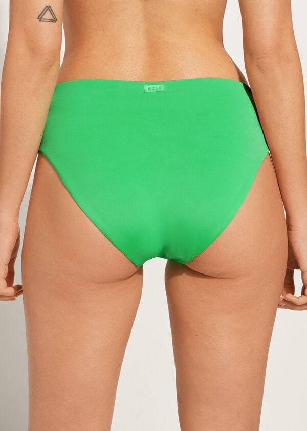 braguita de bikini ecológica de cintura alta calzedonia para mujer color verde