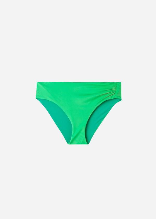 braguita de bikini ecológica de cintura alta calzedonia para mujer color verde