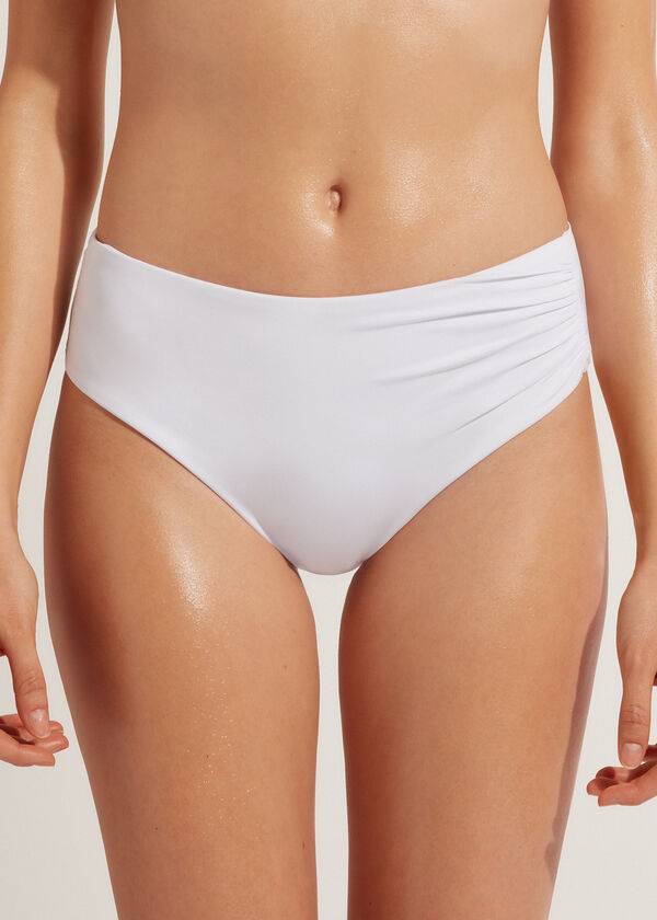 braguita de bikini ecológica de cintura alta de calzedonia para mujer color blanco