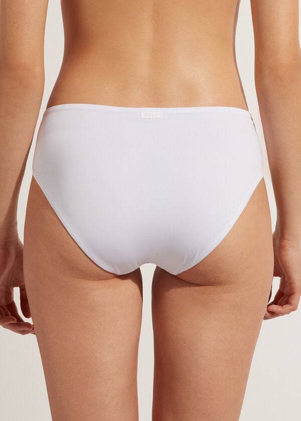 braguita de bikini ecológica de cintura alta de calzedonia para mujer color blanco