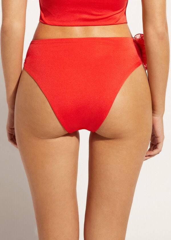 braguita de bikini bora bora de cintura alta de calzedonia para mujer color rojo