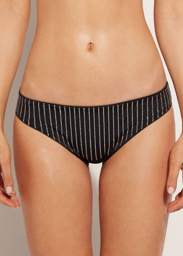 braguita de bikini negra con diamantes de imitación shanghai de calzedonia para mujer