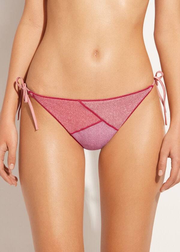 braguita de bikini calzedonia string tie lamé lisbona rosa