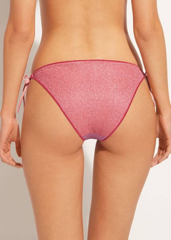 braguita de bikini calzedonia string tie lamé lisbona rosa