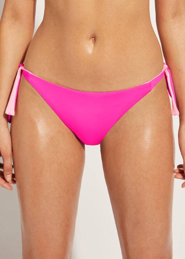 braguita de bikini ecológica de indonesia con lazo para mujer color rosa