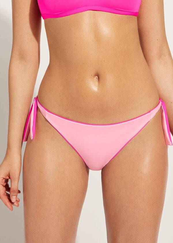 braguita de bikini ecológica de indonesia con lazo para mujer color rosa