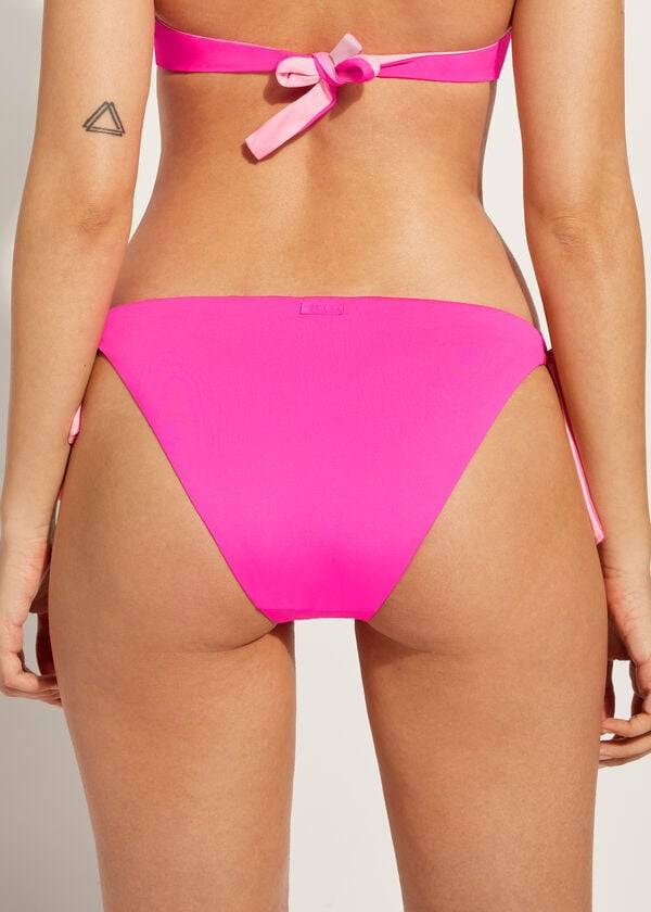 braguita de bikini ecológica de indonesia con lazo para mujer color rosa