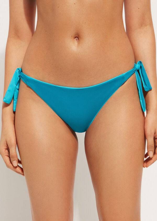 braguita de bikini ecológica de indonesia con lazo para mujer de calzedonia en turquesa