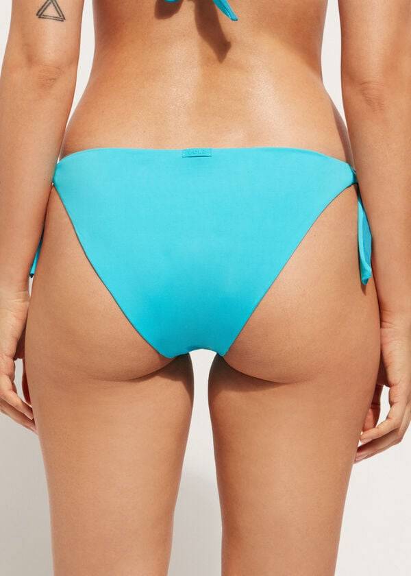 braguita de bikini ecológica de indonesia con lazo para mujer de calzedonia en turquesa
