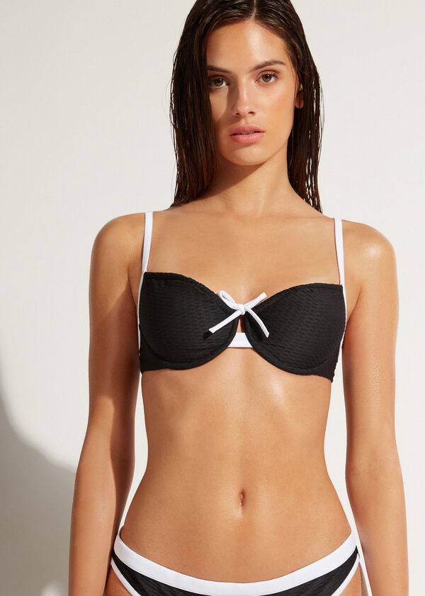 bikini balconette coimbra de calzedonia para mujer color negro y blanco