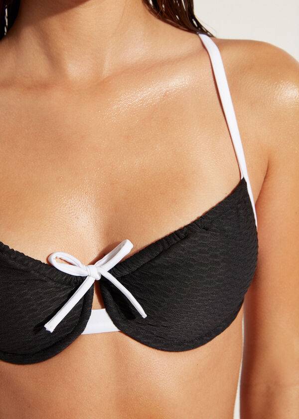 bikini balconette coimbra de calzedonia para mujer color negro y blanco