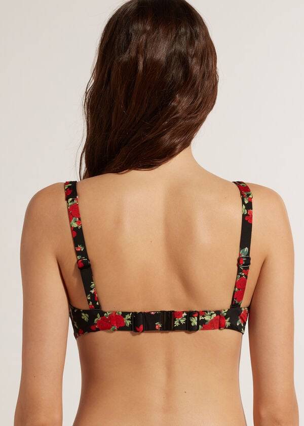 top de bikini calzedonia balconette rose con estampado animal nizza rosa